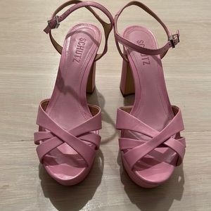 Worn once - bubble gum pink schutz platform heels